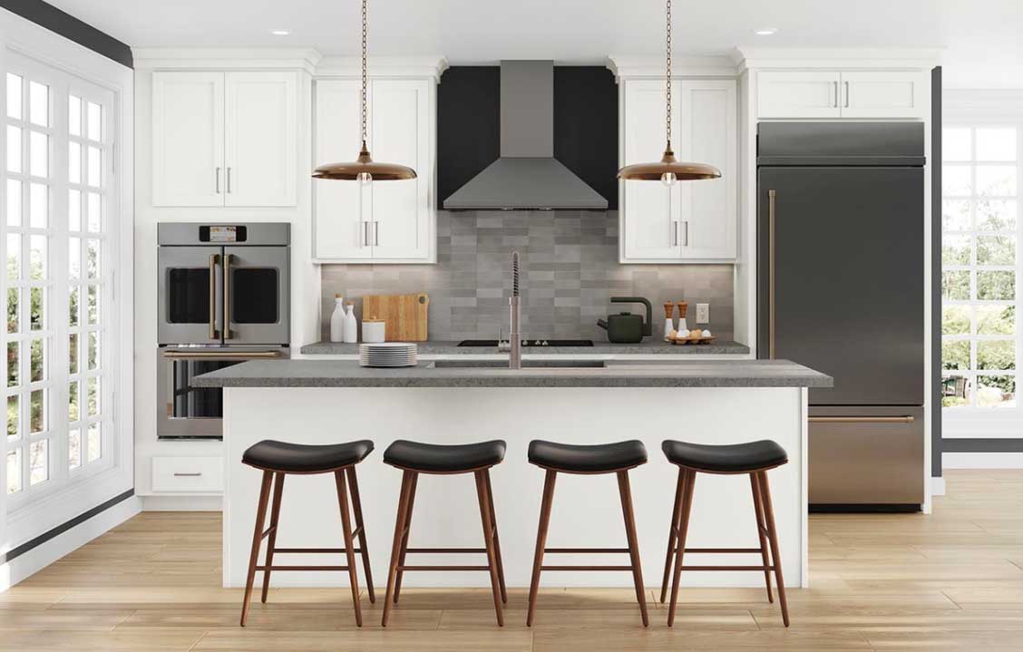White kitchen cabinets designed and built by 1951 New kitchen cabinetry install by 1951