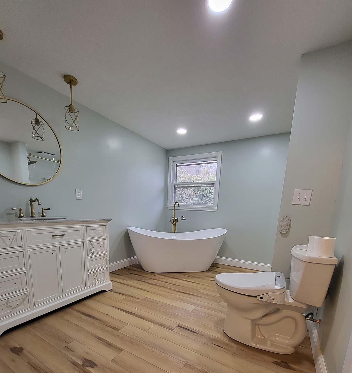 Bathroom Remodel New Shower Tub Vanity Flooring
