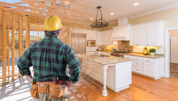 Modern kitchen design featuring upgraded workspace and storage